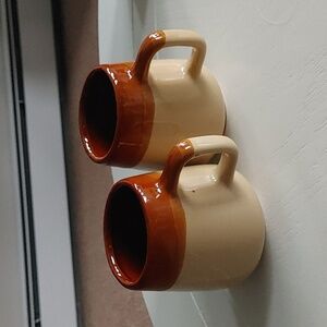 Vintage tricolour Striped stoneware mug Set Of 2 Made In Taiwan